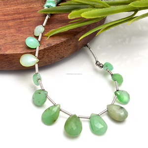 ลูกปัดพลอยคริสโซเพรสธรรมชาติรูปทรงลูกแพร์6x5mm-12x8mm พลอยคริสตัลขนาด4นิ้วสำหรับทำเครื่องประดับ - Product Image 2