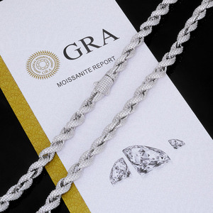 925 <b>Silver</b> Iced Out Link <b>Chain</b> Necklace Lab-Grown Certified Diamond Cuban Style Luxury Hip Hop Jewelry for <b>Men</b> Women - Product Image 3