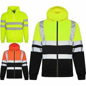 Sweat-shirt à haute visibilité, veste de sécurité réfléchissante, classe 3 ANSI, fermeture éclair, vêtements de travail, couleurs jaune, orange, noir - Product Image 1