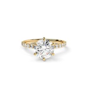 แหวนแต่งงานทองคำแท้ 14K ประดับเพชรทรงกลม 2.00 กะรัต ผลิตในห้องปฏิบัติการ พร้อมวงแหวนรอบเพชรซ่อน สำหรับขอแต่งงาน ของขวัญสำหรับคู่รัก - Product Image 4