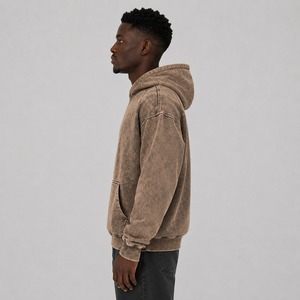 Acid Wash Winter Hoodies for <b>Men</b>-Customizable Digital Printing 100% Cotton Fleece Casual Wear - Product Image 6