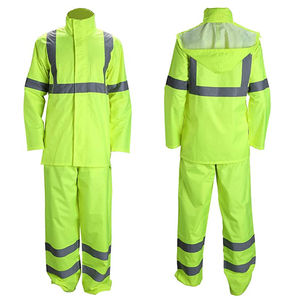 Men’s High Visibility Rain Suit Reflective Waterproof Safety <b>Jacket</b> Pants Set Industrial <b>Worker</b> Hi Vis Rainwear - Product Image 1
