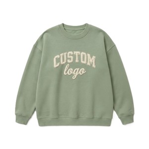 Sudadera Oversize Verde Salvia para Mujer con Cuello Redondo, Bordado Chenille Personalizado, Forro Polar, Estilo Casual, Fabricación de Marca Privada - Product Image 3