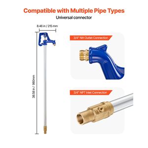 Grifo Exterior Resistente a la Congelación de 3.22 Pies con Manija de Palanca y Volante, Hidrante de Jardín Resistente a las Heladas, Profundidad de Entierro de 12 Pulgadas, Conectores de Agua para Jardín - Product Image 5