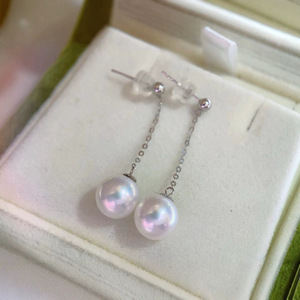 Wenchi Natural Tahitian Black Pearl Earrings 10-11mm <b>Peacock</b> Green Luxury S925 Pure Silver Featuring Light Flaws Model 15051 - Product Image 4