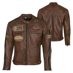 Blouson Moto Vintage en Cuir Personnalisé pour Homme – Hiver, Coupe-Vent, Respirant, Style Harley Racing, Manches Zippées, Fermeture Éclair Avant, Tendance Urbaine - Product Image 1
