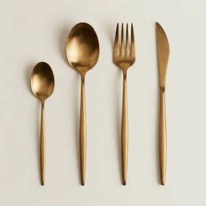 Wholesale Vintage Gold Brass Cutlery Set With Unique Twisted Handle Design Hotel Wedding Tableware <b>Dinner</b> <b>Knife</b> Fork Spoon Set - Product Image 6