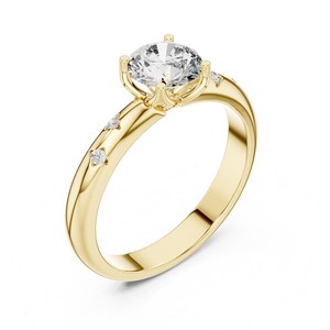 Anillo de Compromiso de Diamante CVD Cultivado en Laboratorio, Corte Brillante Redondo de 1.00 Quilates, Claridad VS1, Color F, Oro Amarillo Clásico de 10K, Joyería para Mujer - Product Image 2