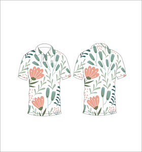 Polo Botánico Personalizado, Transpirable y Ligero, Ropa Deportiva para Golf, Manga Corta, Sublimado, Diseño Floral - Product Image 1