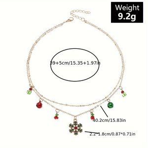 Collana da Donna alla Moda a Doppio Strato con Ciondolo a Campana e Neve, Perfetto Accessorio per Festival e Regalo di Compleanno - Product Image 3