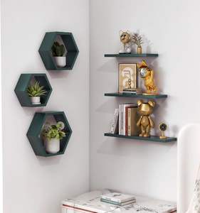 <b>Wooden</b> Floating Wall <b>Shelves</b> for Living Room, Wall Mounted Set of 6 Hexagon <b>Shelves</b> for Photos Plants and Wall Decor Honeycomb - Product Image 2