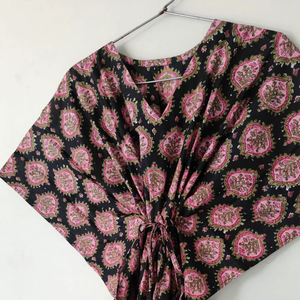 Vestido Kaftan de Algodón de Alta Calidad con Estampado Floral, Hecho a Mano en India, Estilo Maxi Holgado, Ideal como Cubrebañador - Product Image 1