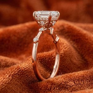 แหวนเพชรเจียระไนแบบหรูหรา14kt สีโรสโกลด์สวยงามโดดเด่น - Product Image 2