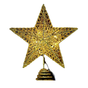 Décoration de sommet d'arbre de Noël en forme d'étoile à cinq branches en fer forgé, étoile lumineuse durable en métal pour le sommet de l'arbre de Noël - Product Image 4