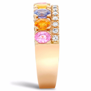 Anillo de Eternidad en Oro Rosa con Cristales Multicolores, Estilo Clásico, Unisex, para Uso Diario - Product Image 3