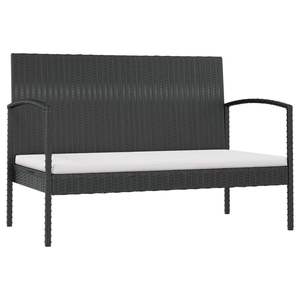 Conjunto de Muebles de Jardín de Ratán PE Negro con Acero con Recubrimiento en Polvo y Vidrio, Muebles de Exterior Premium - Product Image 3