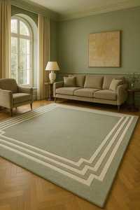 hand Tufted Striped Wool Area Rug grey Colored Rich Texture Modern <b>Carpet</b> for Living Room Bedroom Minimalist Decorative Denim - Product Image 1