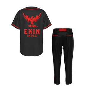 Conjunto de Uniforme de Béisbol Ekin Impex, Negro y Rojo, Bordado, Unisex para Adultos, Absorbe la Humedad, Corte Regular, para Todas las Temporadas, Uniforme de Béisbol Estadounidense - Product Image 2