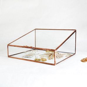 Customized Glass Jewelry <b>Box</b> With Metal Frame And Dividers For Rings And <b>Earrings</b> Storage Organizer - Product Image 5