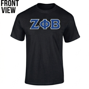Camiseta de Manga Corta para Hombre, Corte Regular, 100% Algodón, Estampado Personalizado, Ropa Griega de Fraternidad, Bordado de Letras Zeta Phi Beta, Negra - Product Image 1