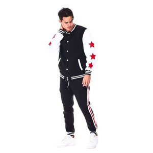 Custom Logo Varsity <b>Jacket</b> Men Black White Woolen Genuine Leather Shell Waterproof Letterman Baseball Bomber Red <b>Star</b> Chenille - Product Image 3
