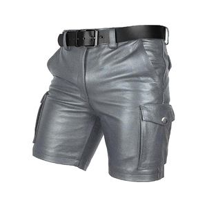 Shorts cargo classiques pour hommes en cuir véritable de qualité supérieure, épais, imperméables et respirants - Product Image 2