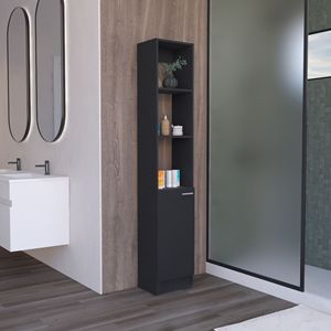 Mobiletto alto da bagno Parks Linen con 6 ripiani e una porta, per soggiorno e cucina - Product Image 1
