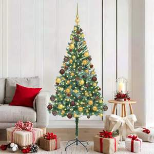 Árbol de Navidad Artificial de PVC Verde y Acero de 70.87 Pulgadas - Product Image 1