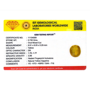 Natural Yellow Sapphire 3.65 Carat Oval Cut Loose Gemstone for Fine Jewelry - Product Image 4