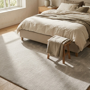 Natural Handtufted Wool <b>Ivory</b> Area Rug Premium Textured Non-Slip Carpet for Modern Living Room Bedroom Decor - Product Image 4