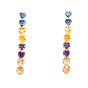 Pendientes de Metal de Latón con Diseño de Corazón en Forma de Gota, Chapados en Oro de 22K, con Circonita Cúbica de Estilo Único, para Mujeres y Niñas, Venta al por Mayor - Product Image 1