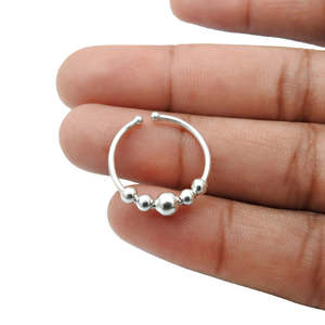 Solid 925 Sterling Silver Spinning Balls <b>Ring</b> Relieves Anxiety And Irritability Adjustable Women's Accessories Bohemian Jewelry - Product Image 3
