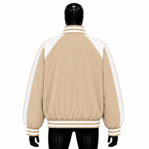 Blouson universitaire en laine beige personnalisé pour homme et femme, style classique baseball, avec logo personnalisé, streetwear, mode hiver, qualité supérieure - Product Image 2