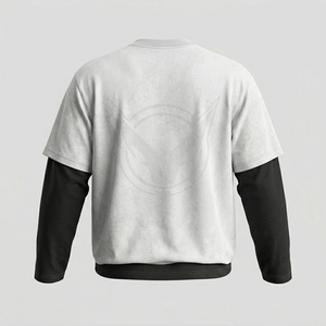 เสื้อยืดผู้ชายสไตล์ Y2K แขนสั้นสองชั้น ทรงหลวมโอเวอร์ไซส์ สตรีทแวร์ ลายกราฟิกตัวอักษรแบบดิสเทรส ผ้าวอร์สเตด 220 GSM ป้องกันขนร่วง - Product Image 3
