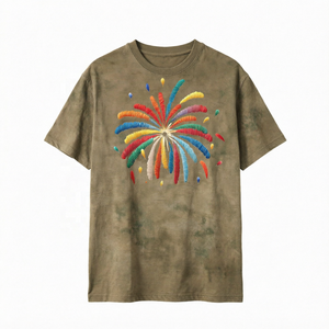 Men's Short Sleeve Woven <b>T</b>-<b>Shirt</b> <b>Rainbow</b> Firework Regular Fit O-Neck Casual 100% Mercerized Cotton Quick Dry Breathable - Product Image 1