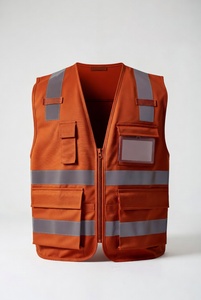 Gilet de sécurité réfléchissant marron avec panneaux en maille et plusieurs poches pour les travaux de construction et de circulation - Product Image 2