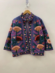 Velvet Suzani Embroidered Jacket Handmade Boho Chic Ethnic <b>Coat</b> Vintage Style Outerwear Wholesale Bohemian Velvet Jacket - Product Image 1