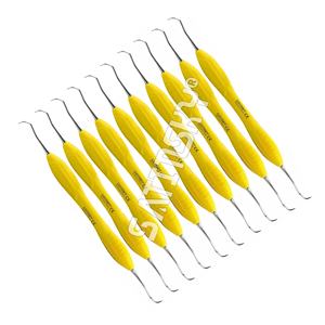 Micro escalador dental de Hoz, mango de silicona, removedor de cálculo periodontal, juego ergonómico de 10 instrumentos dentales de acero inoxidable - Product Image 1