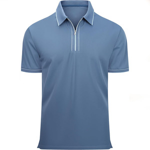 New <b>Mens</b> Zipper Golf <b>Shirt</b> Moisture Wicking <b>Zip</b> <b>Up</b> Solid Fashion Polo <b>Shirts</b> Pattern Polo <b>Shirt</b> Short Sleeve - Product Image 1