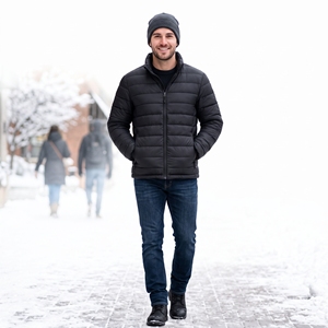 <b>Men's</b> Winter <b>Lightweight</b> Puffer <b>Jacket</b> Quilted Stand Zipper Eco-Friendly Casual Padded OEM ODM Wholesale Factory Custom Logo Low - Product Image 1
