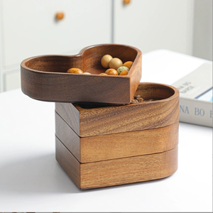 Premium Acacia Wood Serving Tray with Raised Stand Decorative Fruit <b>Display</b> Tray for Kitchen Dining <b>Table</b> and Hotel - Product Image 3
