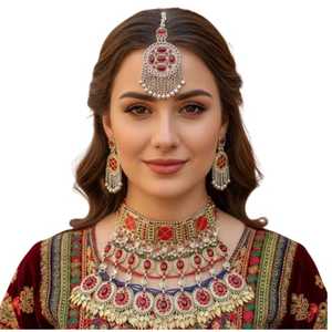 Exquisite And Elaborate Traditional Tribal Necklace Featuring Deep Luminous Blue Oval <b>Beads</b> Strung Meticulously With Tiny Matchs - Product Image 1