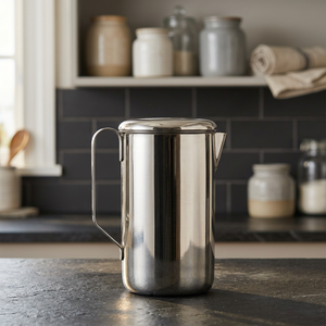 Carafe à eau sans condensation en acier inoxydable de haute qualité |   Pichet à jus et à lait en métal durable |   Vaisselle de restaurant commerciale - Product Image 3