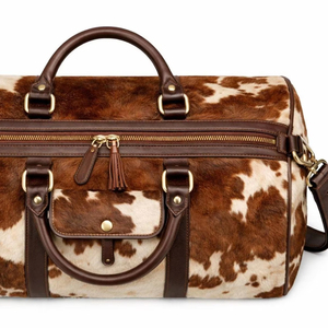 กระเป๋าหนังวัวแท้ หนังแท้ ทำด้วยมือ น้ำหนักเบา กระเป๋าเดินทางแบบมีซิป แฟชั่น กระเป๋าเดินทางพกพา วินเทจ ความจุขนาดใหญ่ - Product Image 1