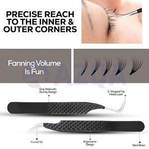 Ensemble de pinces à cils en acier inoxydable avec pointes de précision courbées en S, droites, à 45 degrés et à 90 degrés - Product Image 3