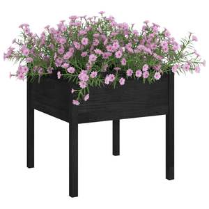 Jardinière de jardin durable en pin massif 27,6x27,6x27,6 po, noire, Pots et jardinières à fleurs - Product Image 3