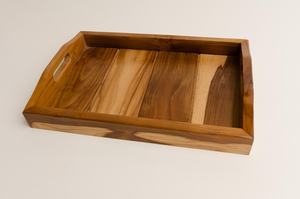 Large Teak Wood <b>Tray</b> with handles - Natural Wood Vintage Bed <b>breakfast</b> Perfect gift Modern Walnut Wood <b>Tray</b> Ottoman - Product Image 4