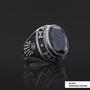 Bague Maçonnique BOJ 009 Personnalisée Unisexe Franc-Maçon Personnalisé Texas Maître Maçon Bague Chevalière Hip Hop Argent Prix Bas - Product Image 3