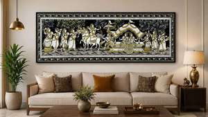 Panel Decorativo de Arte Mural Estilo Pattachitra, Pintura Folclórica India Hecha a Mano para Decoración del Hogar y Diseño de Interiores, Venta al Por Mayor - Product Image 3