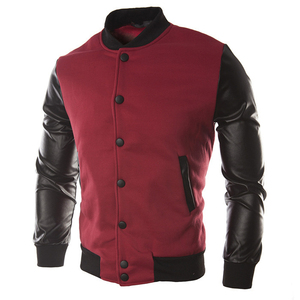 Blouson universitaire homme de haute qualité avec broderie, manches en cuir, personnalisable, style baseball Letterman pour l'hiver - Product Image 1